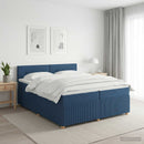 vidaXL Boxspring ágy matraccal fejtámlával Kék 200 x 200 cm Szövet