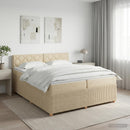 vidaXL Boxspring ágy matraccal Krémszínű 200 x 200 cm Szövet