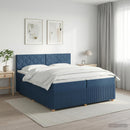 vidaXL Boxspring ágy matraccal fejtámlával Kék 200 x 200 cm Szövet