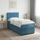 vidaXL Boxspring ágy matraccal Sötét kék 100 x 200 cm Bársony