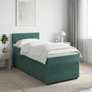 vidaXL Boxspring ágy matraccal Sötétzöld 100 x 200 cm Bársony