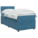vidaXL Boxspring ágy matraccal Sötét kék 100 x 200 cm Bársony