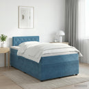 vidaXL Boxspring ágy matraccal Sötét kék 120 x 200 cm Bársony