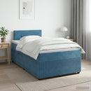 vidaXL Boxspring ágy matraccal Sötét kék 120 x 200 cm Bársony