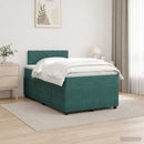vidaXL Boxspring ágy matraccal Sötétzöld 120 x 200 cm Bársony