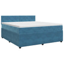 vidaXL Boxspring ágy matraccal Sötét kék 160 x 200 cm Bársony