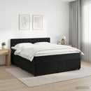 vidaXL Boxspring ágy matraccal fejtámlával Fekete 140 x 200 cm Bársony