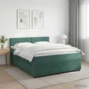 vidaXL Boxspring ágy matraccal Sötétzöld 140 x 190 cm Bársony