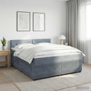 vidaXL Boxspring ágy matraccal Sötétszürke 140 x 190 cm Bársony