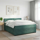 vidaXL Boxspring ágy matraccal Sötétzöld 180 x 200 cm Bársony