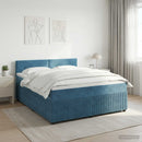 vidaXL Boxspring ágy matraccal Sötét kék 140 x 200 cm Bársony
