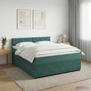 vidaXL Boxspring ágy matraccal Sötétzöld 180 x 200 cm Bársony