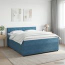 vidaXL Boxspring ágy matraccal Sötét kék 140 x 200 cm Bársony
