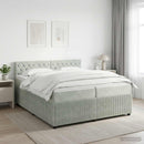 vidaXL Boxspring ágy matraccal Világosszürke 200 x 200 cm Bársony