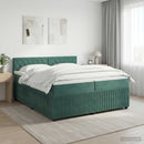 vidaXL Boxspring ágy matraccal Sötétzöld 200 x 200 cm Bársony