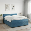 vidaXL Boxspring ágy matraccal Sötét kék 200 x 200 cm Bársony