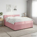 vidaXL Boxspring ágy matraccal Rózsaszín 200 x 200 cm Bársony