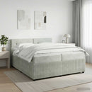 vidaXL Boxspring ágy matraccal Világosszürke 200 x 200 cm Bársony
