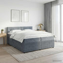 vidaXL Boxspring ágy matraccal Sötétszürke 200 x 200 cm Bársony