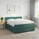 vidaXL Boxspring ágy matraccal Sötétzöld 200 x 200 cm Bársony
