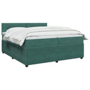 vidaXL Boxspring ágy matraccal Sötétzöld 200 x 200 cm Bársony