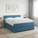 vidaXL Boxspring ágy matraccal Sötét kék 200 x 200 cm Bársony