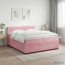 vidaXL Boxspring ágy matraccal Rózsaszín 200 x 200 cm Bársony