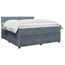vidaXL Boxspring ágy matraccal Sötétszürke 200 x 200 cm Bársony