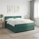 vidaXL Boxspring ágy matraccal Sötétzöld 200 x 200 cm Bársony
