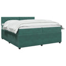vidaXL Boxspring ágy matraccal Sötétzöld 200 x 200 cm Bársony
