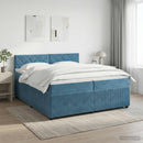 vidaXL Boxspring ágy matraccal Sötét kék 200 x 200 cm Bársony
