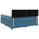 vidaXL Boxspring ágy matraccal Sötét kék 200 x 200 cm Bársony