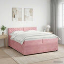 vidaXL Boxspring ágy matraccal Rózsaszín 200 x 200 cm Bársony
