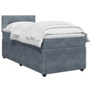 vidaXL Boxspring ágy matraccal Sötétszürke 90 x 190 cm Bársony