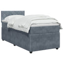 vidaXL Boxspring ágy matraccal Sötétszürke 90 x 190 cm Bársony