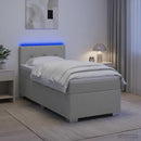 vidaXL Boxspring ágy matraccal és LED-del Világosszürke 90 x 200 cm