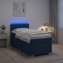 vidaXL Boxspring ágy matraccal és LED-del Kék 90 x 200 cm Szövet