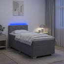 vidaXL Boxspring ágy matraccal és LED-del Világosszürke 90 x 200 cm