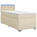 vidaXL Boxspring ágy matraccal és LED-del Krémszínű 90 x 190 cm Szövet