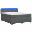 vidaXL Boxspring ágy matraccal és LED-del Sötétszürke 140 x 200 cm