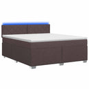 vidaXL Boxspring ágy matraccal és LED-del Sötét Barna 140 x 200 cm
