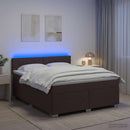 vidaXL Boxspring ágy matraccal és LED-del Sötét Barna 140 x 200 cm