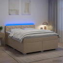 vidaXL Boxspring ágy matraccal és LED-del Krémszínű 160 x 200 cm