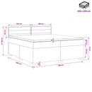 vidaXL Boxspring ágy matraccal és LED-del Tópszínű 200 x 200 cm Szövet