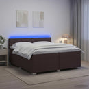 vidaXL Boxspring ágy matraccal és LED-del Sötét Barna 200 x 200 cm