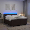 vidaXL Boxspring ágy matraccal és LED-del Sötét Barna 200 x 200 cm