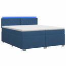 vidaXL Boxspring ágy matraccal és LED-del Kék 200 x 200 cm Szövet