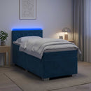 vidaXL Boxspring ágy matraccal és LED-del Kék 90 x 190 cm Bársony