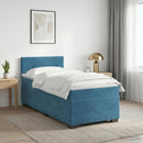 vidaXL Boxspring ágy matraccal és LED-del Kék 100 x 200 cm Bársony