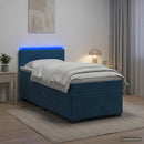 vidaXL Boxspring ágy matraccal és LED-del Kék 90 x 200 cm Bársony